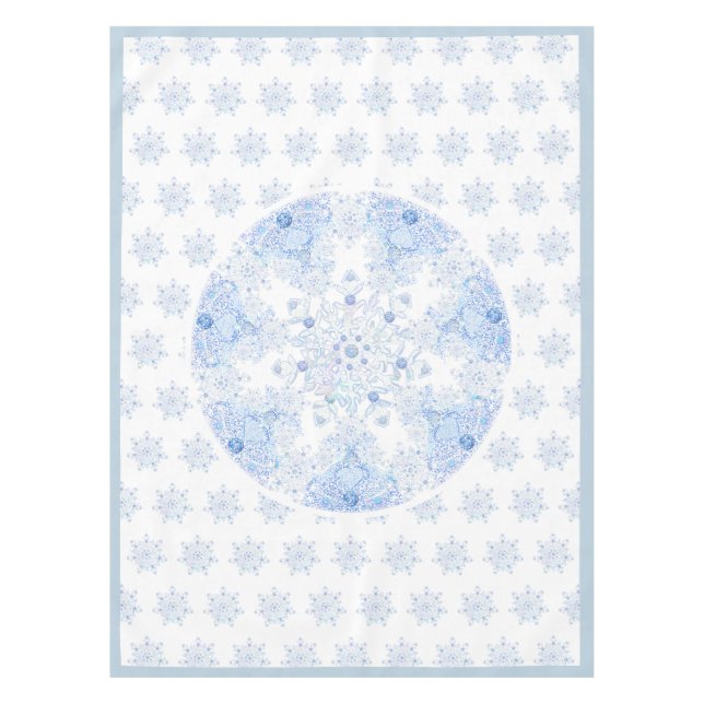 Ice blue snowflake tablecloth (Front)