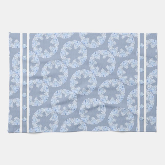 Ice blue snowflake tea towel (Horizontal)