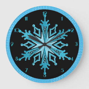 Ice Blue Snowflake Wall Clock