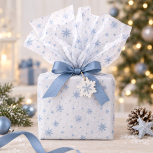 Ice Blue Snowflakes on Optional White ID1334 Tissue Paper