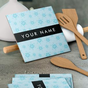 Ice Blue Snowflakes, Your name, Personalise Ceramic Tile
