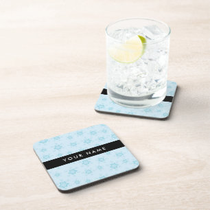Ice Blue Snowflakes, Your name, Personalise Coaster