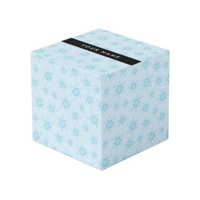Ice Blue Snowflakes, Your name, Personalise Cube (Front Angled)