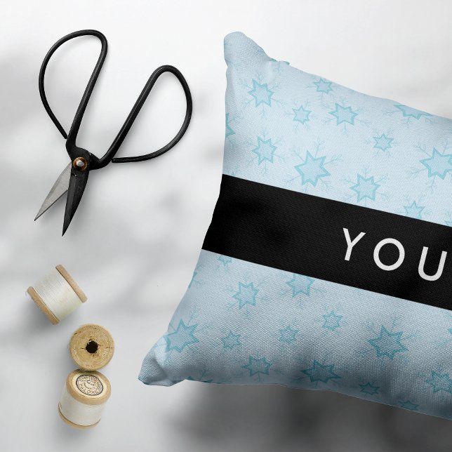 Ice Blue Snowflakes, Your name, Personalise Decorative Cushion (Creator Uploaded)