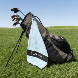 Ice Blue Snowflakes, Your name, Personalise Golf Towel