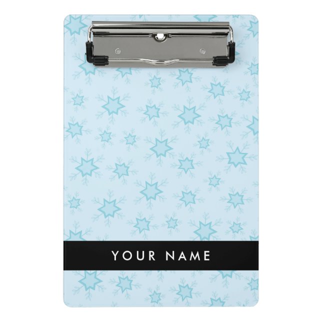 Ice Blue Snowflakes, Your name, Personalise Mini Clipboard (Front)