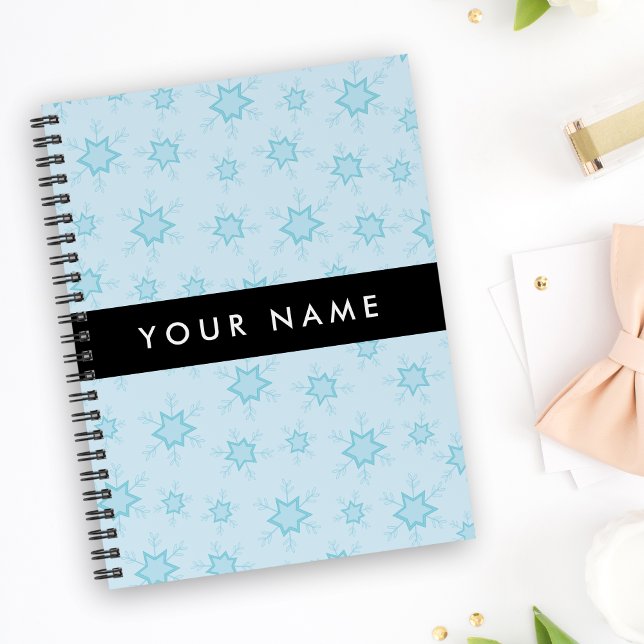 Ice Blue Snowflakes, Your name, Personalise Notebook (Creator Uploaded)