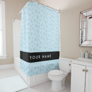 Ice Blue Snowflakes, Your name, Personalise Shower Curtain