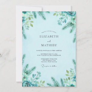 Ice Blue Spruce Eucalyptus Wedding Invitation