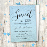 Ice Blue Sweet 16 Birthday Glitter Look Paint Invitation<br><div class="desc">Elegant Sweet 16 Sixteen Birthday Party Ice Blue Glitter Look Paint invitation template.</div>