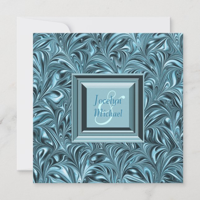 Ice Blue Teal Blue Wedding Invitation (Front)