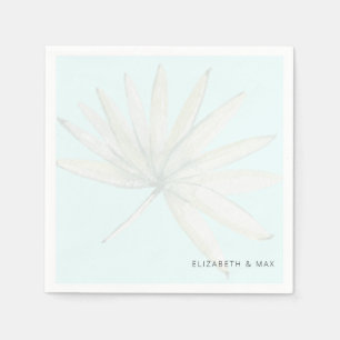 Ice Blue Tropical Couple Names Wedding Napkin