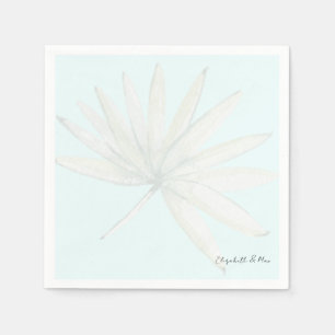 Ice Blue Tropical Couple Script Names Wedding Napkin