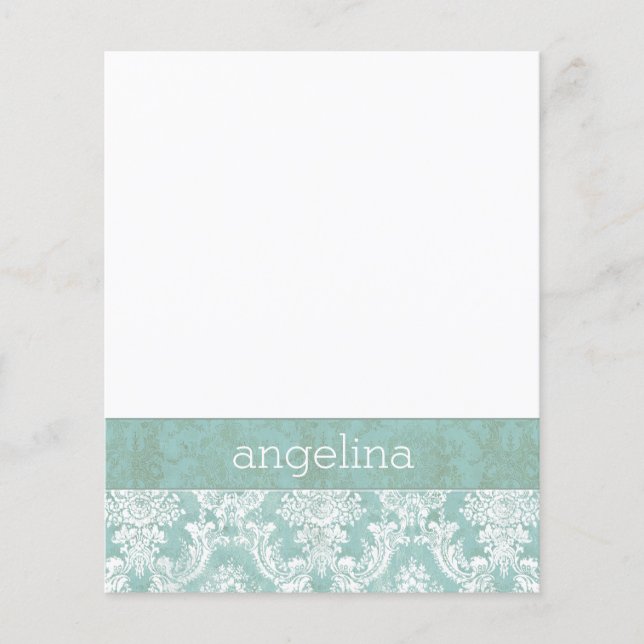 Ice Blue Vintage Damask Pattern with Grungy Finish (Front)