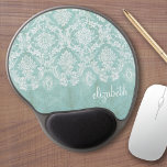 Ice Blue Vintage Damask Pattern with Grungy Finish Gel Mouse Pad<br><div class="desc">A vintage pattern with a chalkboard and lace design. Look closely to the flowers and leaves.A trendy design with jewel tone colours and elegance. Items are easier to customise when you replace all text and photos first. If your art still needs to be adjusted, click on the Customise This button....</div>