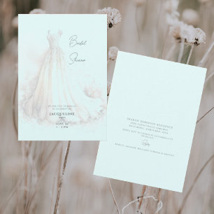 Ice Blue Wedding Dress Bridal Shower Invitation