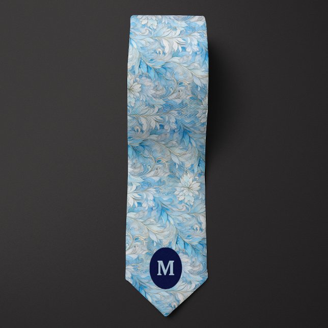 Ice Blue Winter Botanical Tie (Creator Uploaded)