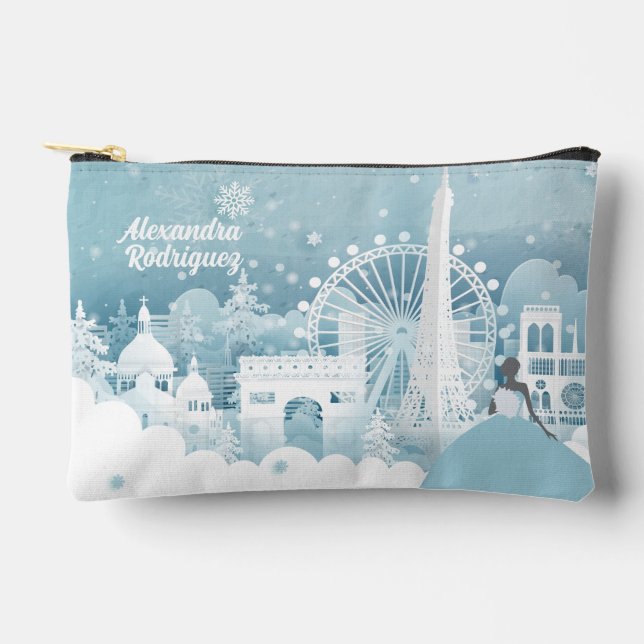 Ice Blue Winter in Paris Accessory Pouch (Front)