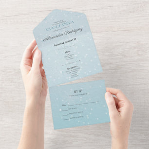 Ice Blue Winter in Paris All In One Invitation