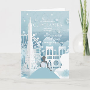 Ice Blue Winter in Paris Invitation