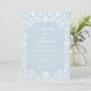 Ice Blue Winter Talavera Snowflakes Wedding Invitation