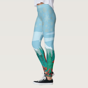 Ice Blue with Gold Snowflakes Leggings