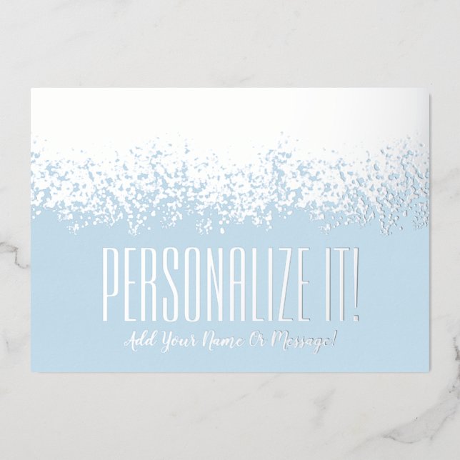 Ice Blue With Silver Foil Glitzy Border Card (Front)