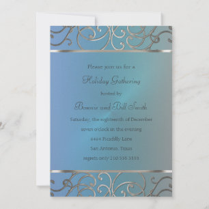 Ice Blues and Silver Holiday Party Invitation