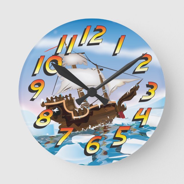 Ice Breaker Ship Round Clock (Front)