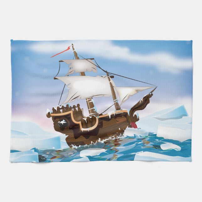 Ice Breaker Ship Tea Towel (Horizontal)