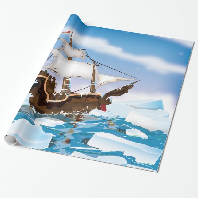 Ice Breaker Ship. Wrapping Paper (Unrolled)