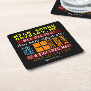 Ice Breaker Trivia questions Conversation Starter  Square Paper Coaster