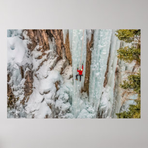 Ice Climber Ascending Cliff Poster