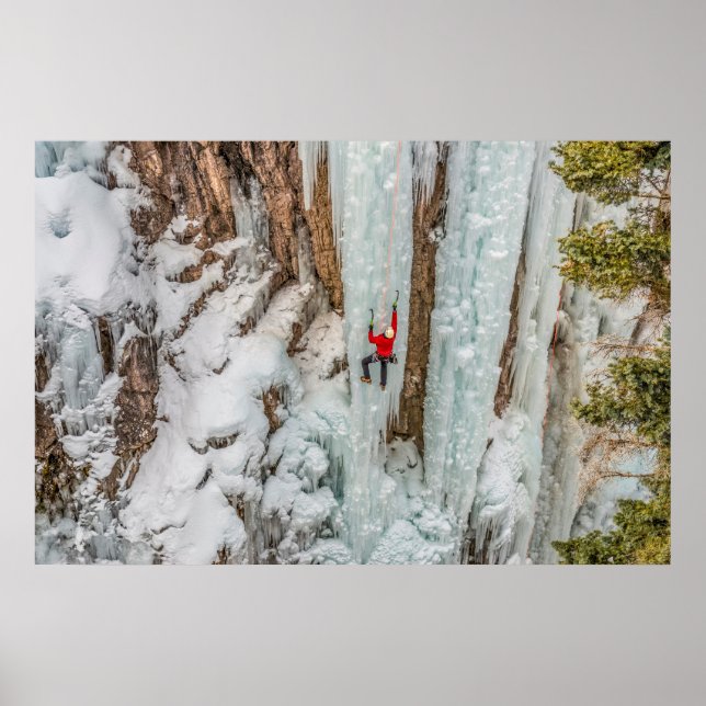 Ice Climber Ascending Cliff Poster (Front)