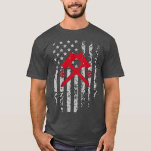 Ice Climbing American Flag Patriotic Winter Sports T-Shirt