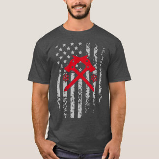 Ice Climbing American Flag Patriotic Winter Sports T-Shirt