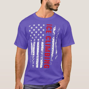 Ice Climbing American Flag Patriotic Winter Sports T-Shirt