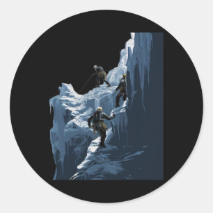 Ice Climbing Ice Climber Frozen Rock Snow Mountain Classic Round Sticker
