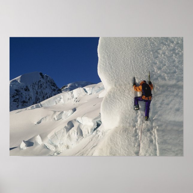 Ice climbing on the Tasman Glacier below Mount Poster (Front)