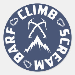 Ice Climbing Scream And Barf Classic Round Sticker