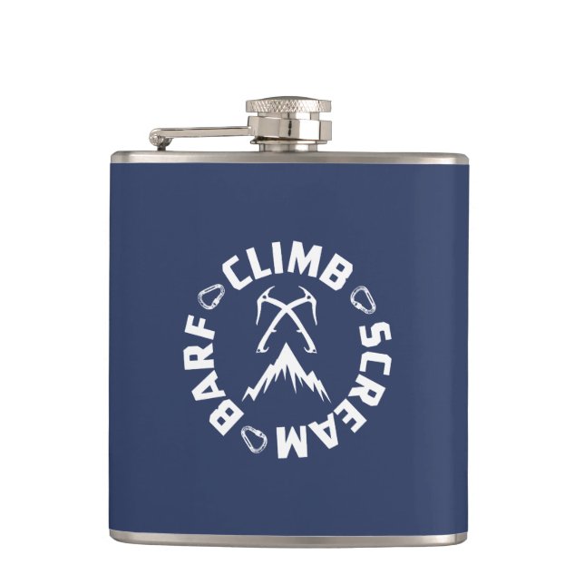 Ice Climbing Scream And Barf Hip Flask (Front)