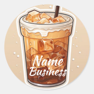 Ice Coffee Shop Cafe Business Classic Round Sticker
