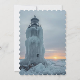 Ice covered lighthouse  holiday card