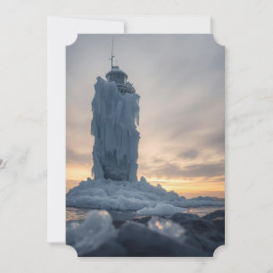 Ice covered lighthouse  holiday card
