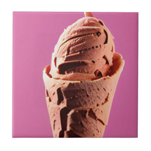 Ice creaam on ice cream cone pink ceramic tile