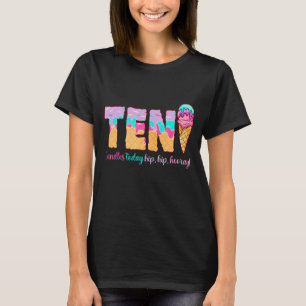 Ice Cream 10th Birthday Girl 10 Years Old Cute Mat T-Shirt