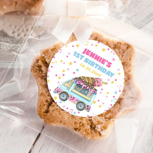 Ice Cream 1st Birthday Party Classic Round Sticker