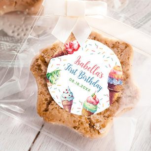 Ice Cream 1st Birthday Party Classic Round Sticker