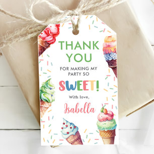 Ice Cream 1st Birthday Party Gift Tags