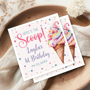 Ice Cream 1st Birthday Party Napkin